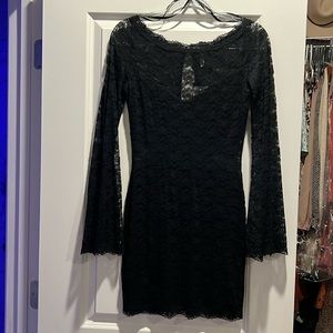 Free People Black Lace Bell Sleeve Dress